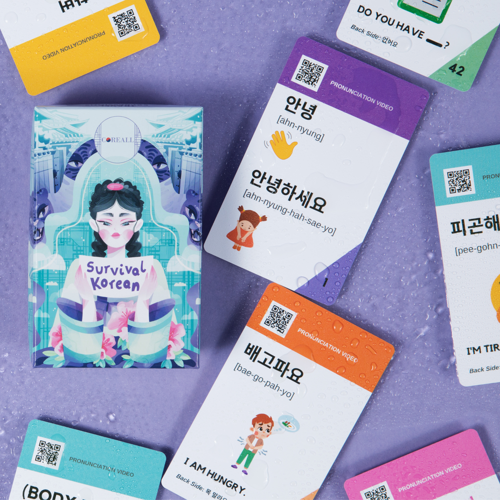 (Survival Ver. SUPERB) Learn Korean with "Survival Korean" Travel Expression Flashcards by COREALL - w/ 100-Minute Master Orientation Lesson, 3 Absolute Beginner Video Lessons & Self-Study Bundle