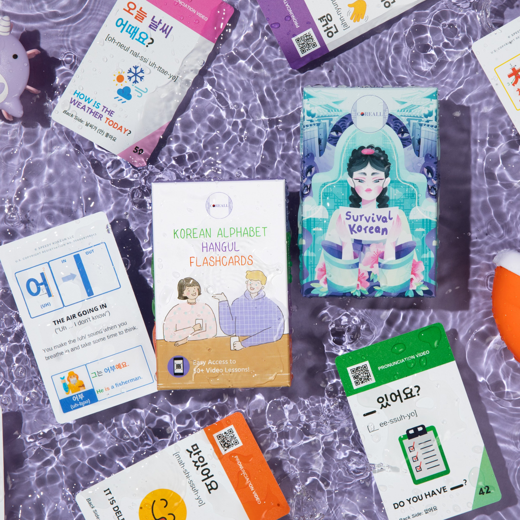 (4. Flashcards Gift Box Set - SUPERB) Hangul & Survival Korean Flashcards w/ 100-Minute Master Orientation, 3 Absolute Beginner Video Lessons & Self-Study Bundle